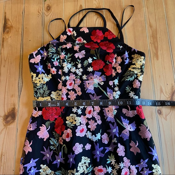 SOLD ❤️🔥 Lulus Black Multi Floral Embroidered Bodycon Halter Mini Dress - Picture 8 of 14
